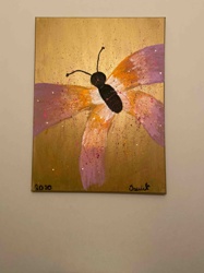 Butterfly Painting with Metallic Gold Background