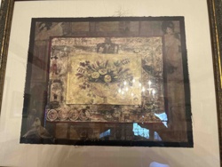 Framed Mixed Media Artwork: 'Still Life with Flowers and Architectural Elements'