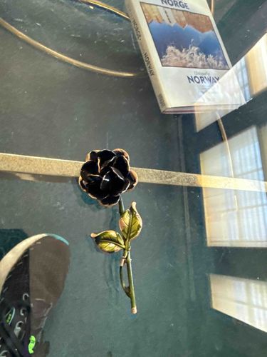 Enamel Rose Brooch