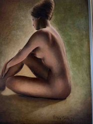 Seated Female Nude Painting by Vittore Cecchi (1974)