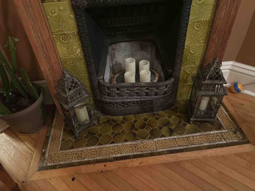 Victorian Tiled Fireplace with Cast Iron Insert and Hearth