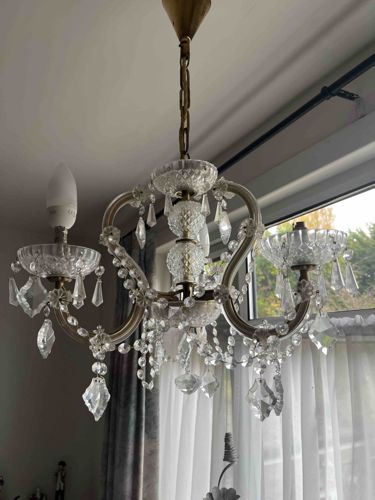 Vintage Crystal & Brass Chandelier
