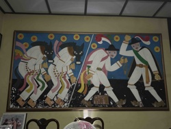 Folk Art Painting with Anthropomorphic Horses and Figures