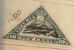 Liberia 10 Cents Registered Stamp, Harper Issue