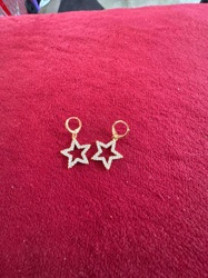 Gold-Toned Star Dangle Hoop Earrings with Clear Stones