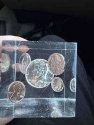 1964 United States Coin Set in Lucite Block
