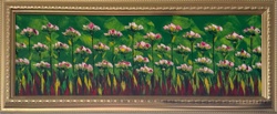 Framed Oil Painting: Panoramic Floral Field