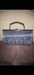 Sequined Evening Bag with Metal Handle
