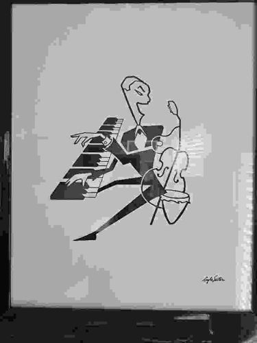 Mid-Century Modern Jazz Musician Caricature Print