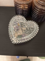 Heart-Shaped Pressed Glass/Crystal Trinket Box