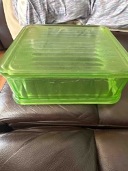 Uranium Glass Refrigerator Dish with Lid