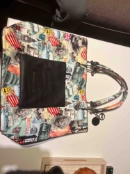 Collage Print Tote Bag with Detachable Pouch