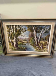 Framed Landscape Oil Painting by B. Reed