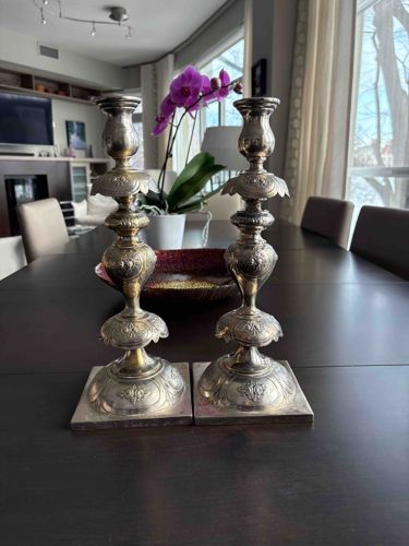 Pair of Fine Silver Shabbat Candlesticks