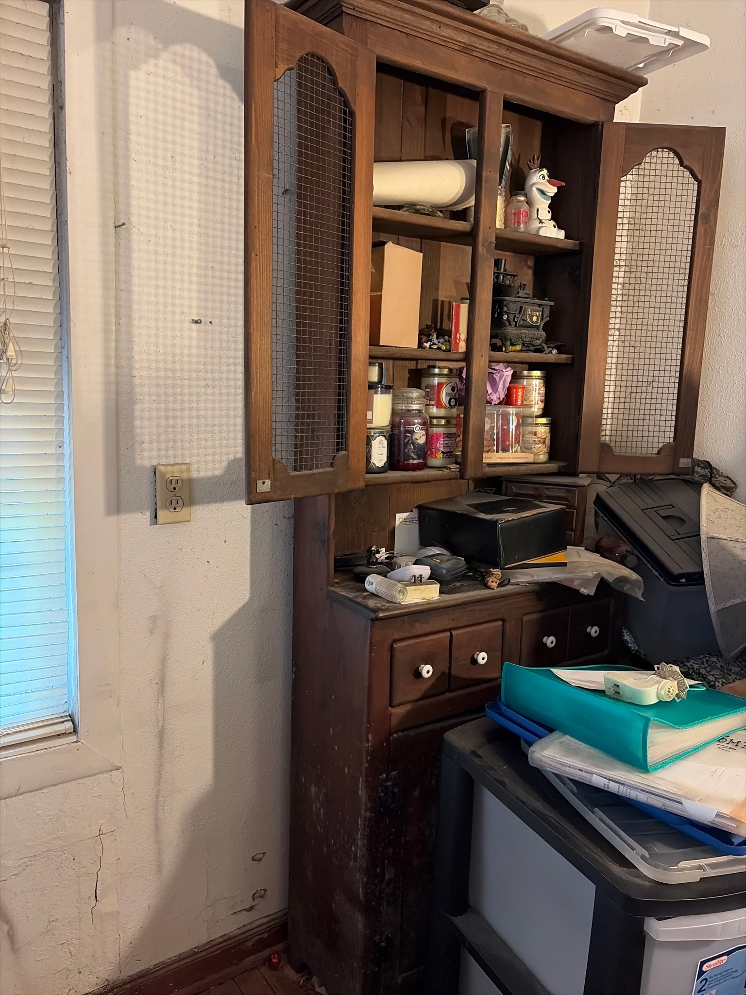 Submitted photo of Wooden Hutch with Wire Mesh Doors