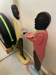 Pair of Wooden Black Americana 'Jockey' or 'Butler' Lawn Ornaments