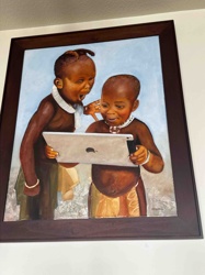 Two Children with an iPad Painting
