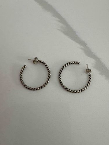 Pair of Oxidized Sterling Silver Twisted Hoop Earrings