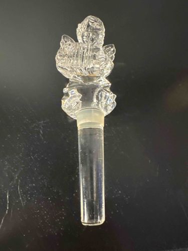 Pressed Glass Cherub Figural Decanter Stopper