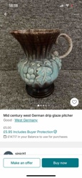 Mid-Century West German Drip Glaze Pitcher