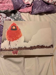Cardinal on Snowy Branch Canvas Print