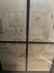 Wood Inlay Art Panel with Nautical and Abstract Motifs