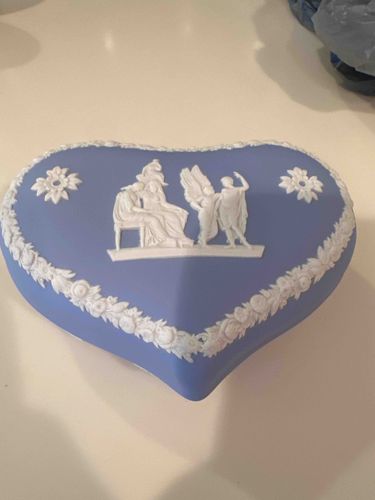Wedgwood Pale Blue Jasperware Heart-Shaped Trinket Box