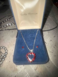 Sterling Creations Sterling Silver Heart Pendant and Earrings Set