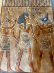 Ancient Egyptian Style Stone Relief Carving - Three Deities/Figures