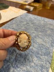 Vintage Cameo Brooch with Seed Pearls