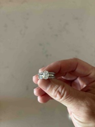 Oval Cut Diamond Engagement Ring with Pave Diamond Wedding Band Set