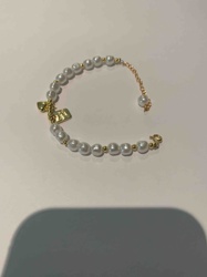 Pearl and Gold-Tone Beaded Bracelet with Charms