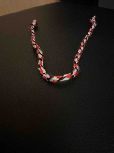 Handmade Red, White, and Black Humikimo Bracelet