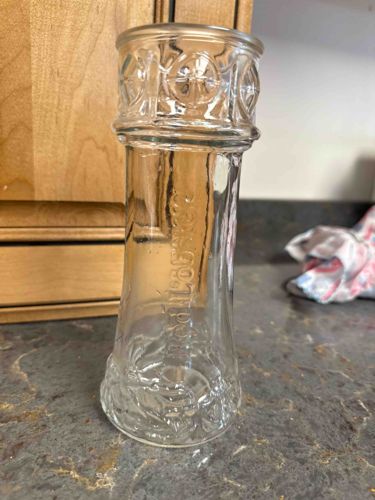 Vintage Clear Glass Lighthouse Shaped Jar with 'Red Lobster' Embossing