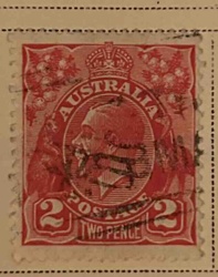 Australian 2 Pence 'Kangaroo and Map' Postage Stamp (King George V)