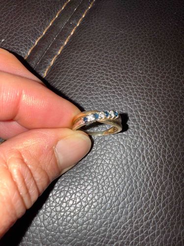 Gold and Sapphire Diamond Accent Band Ring