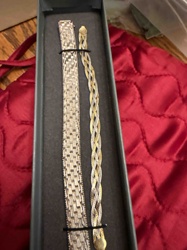 Pair of Mesh and Braided Two-Tone Bracelets
