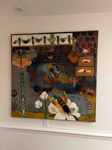 Contemporary Mixed Media Bee Lifecycle Assemblage