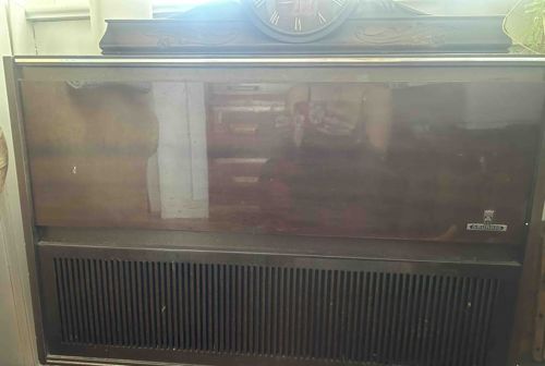 Grundig Console Radio and Record Player with Integrated Clock