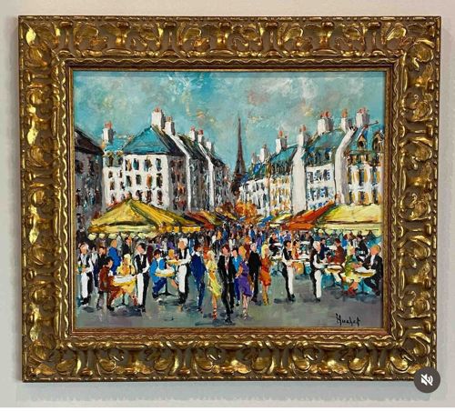 Urbain Huchet 'Parisian Street Scene' Original Oil Painting