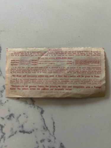 Lottery Ticket for Polio Hospital Aid