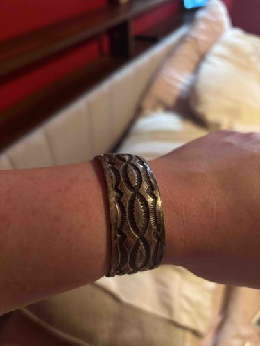 Vintage Navajo Stamped Sterling Silver Cuff Bracelet