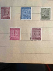 Deutsche Post Pfennig Definitive Postage Stamps (15, 20, 30, 40, 60 Pfennig)