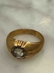 Antique Gold Ring with Single Rose-Cut Diamond