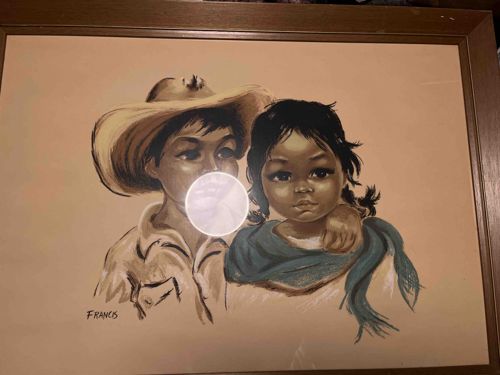 Two Children with Bubble Gum Pastel Drawing by Francis