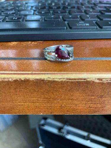 Pear-Cut Raspberry Rhodolite Garnet and Diamond Multi-Row Band Ring