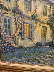 Impressionistic House with Floral Vines Oil Painting