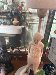 Figural Ceramic/Resin Table Lamp with Braided Hair Figure