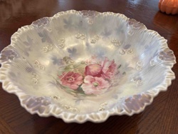 R.S. Prussia Floral Bowl with Iridescent Finish