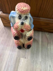 Mid-Century Pink and Blue Poodle Figurine